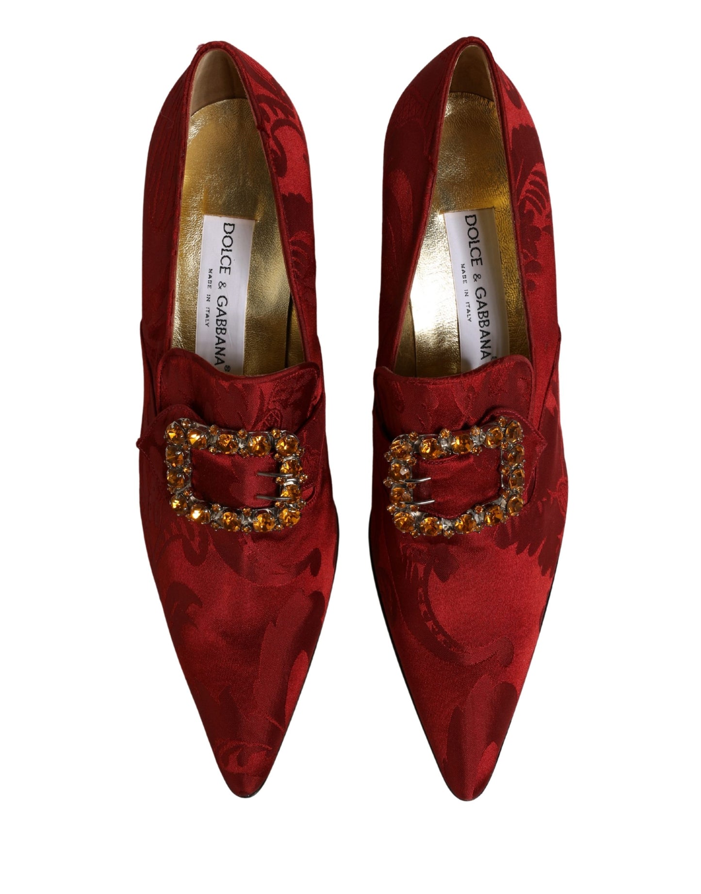Dolce & Gabbana Red Brocade Crystal High Heel Pumps Shoes