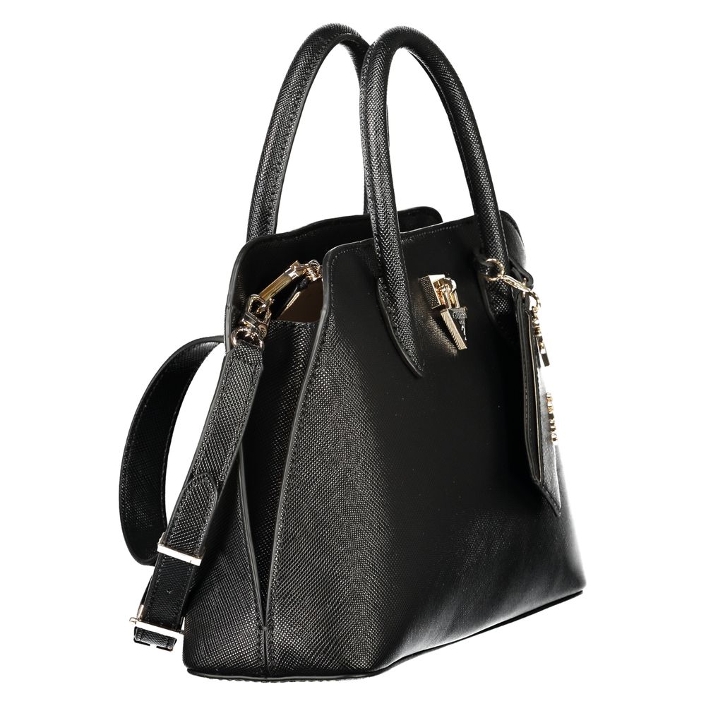 Handbag by Guess Jeans for women in polyurethane black features a refined silhouette, showcasing a secure , organized , and versatile for a refined finish.