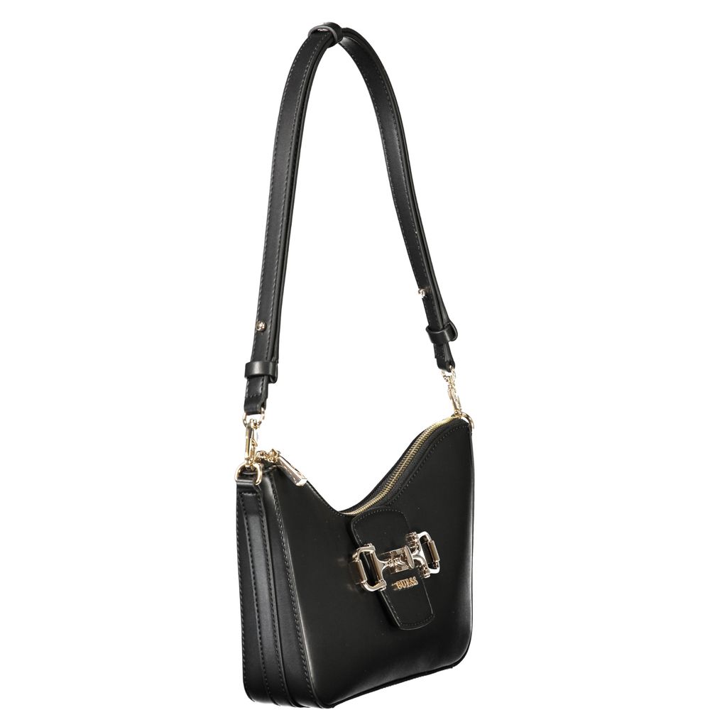 This Handbag by Guess Jeans for women in polyurethane and black presents a sculptural silhouette featuring a secure , ample , and versatile for a sculptural finish.