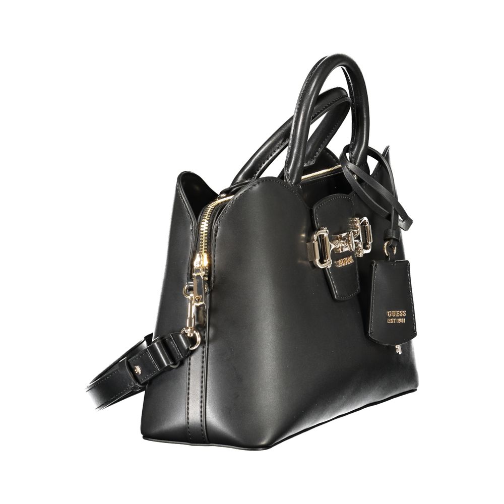 Handbag by Guess Jeans for women in polyethylene black & signature presents a ornamental silhouette, showcasing a secure snap & zipper, ample external-pockets & internal-pockets, and versatile shoulder-strap, handle & adjustable-strap for a ornamental finish.