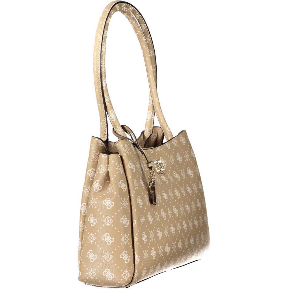 Guess Jeans Emelie Logo Bag Polyethylene Handbag - Beige