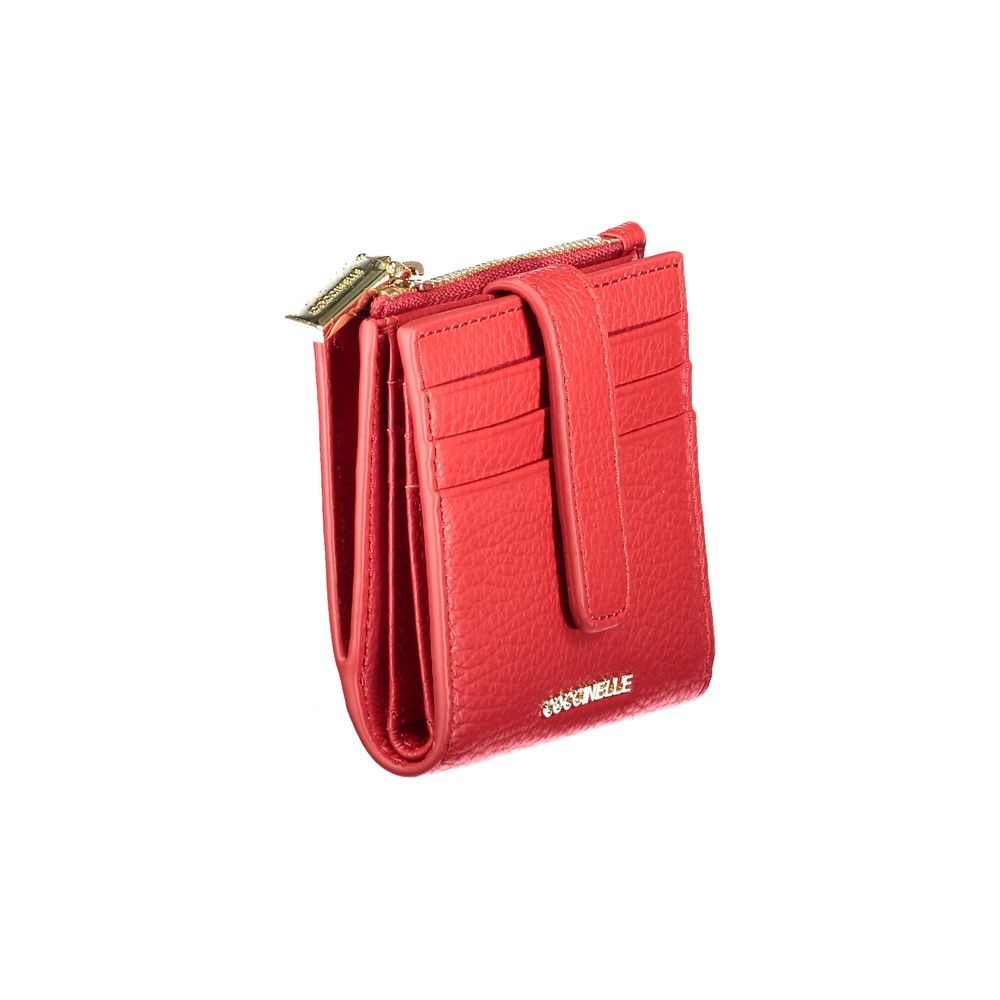Coccinelle Metallic Soft Leather Cardholder Wallet - Red