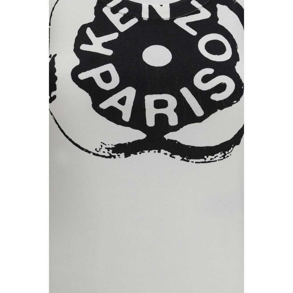 Tank Top by Kenzo for women in stretch cotton white & print showcases a streamlined Women's Regular Fit Wide Stretch Cotton Tank Top design with a streamlined and .