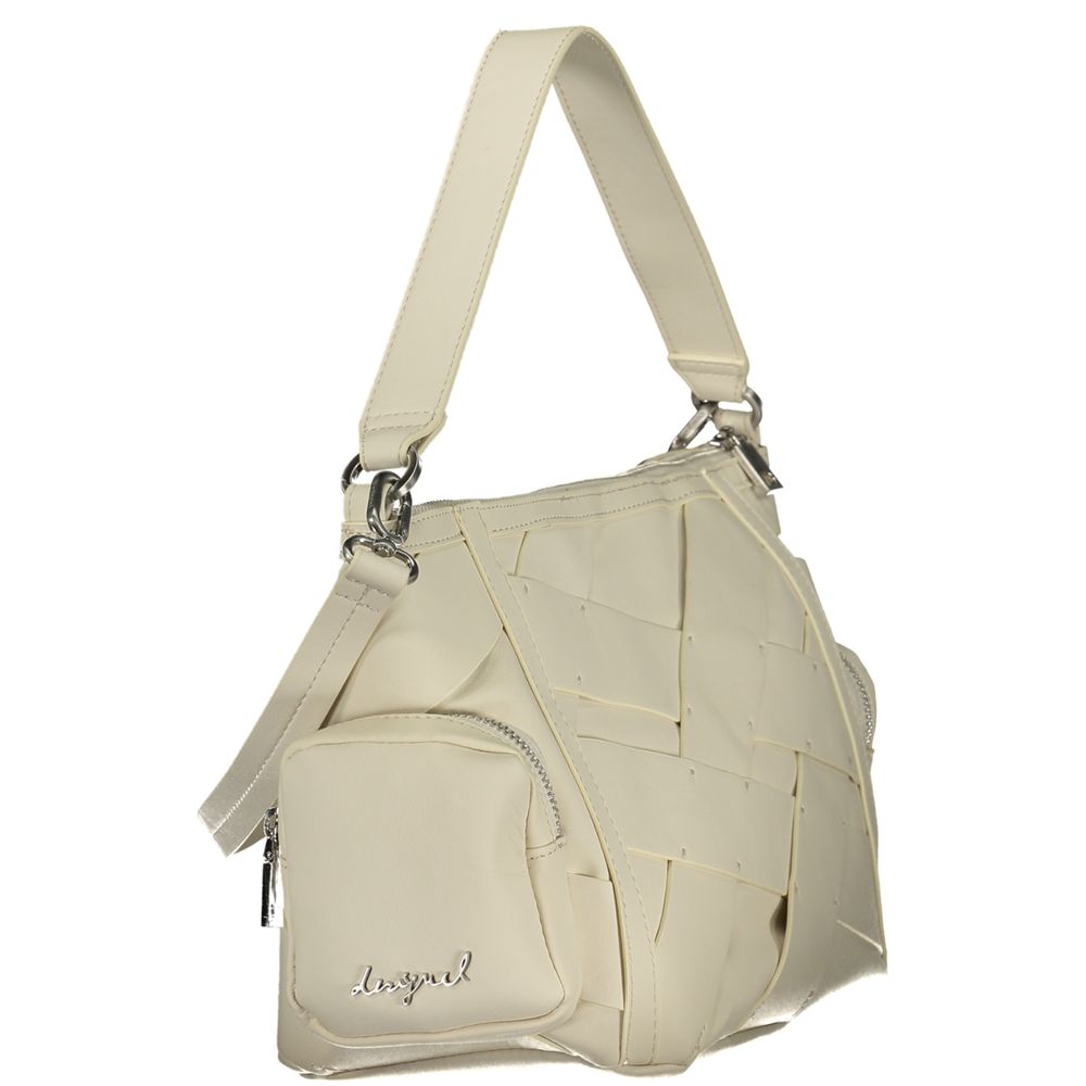 Evening Shoulder Handbag by Desigual for women in polyurethane white features a signature silhouette, showcasing a secure zipper and signature external-pockets, internal-pockets & cardholder with versatile shoulder-strap, adjustable-strap & handle for a sophisticated look.