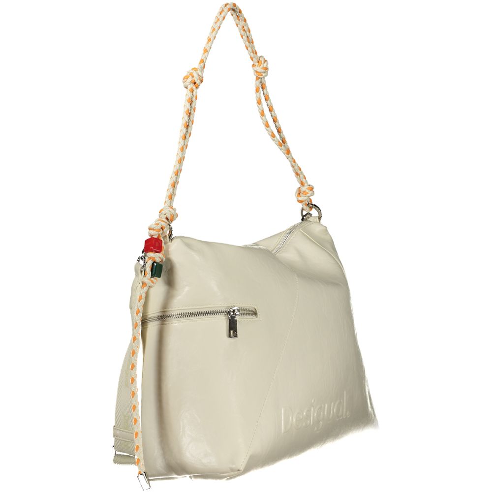 Crossbody Handbag by Desigual for women in polyurethane white presents a ornamental silhouette, showcasing a secure zipper, ample , and versatile crossbody-strap, adjustable-strap & handle for a ornamental finish.