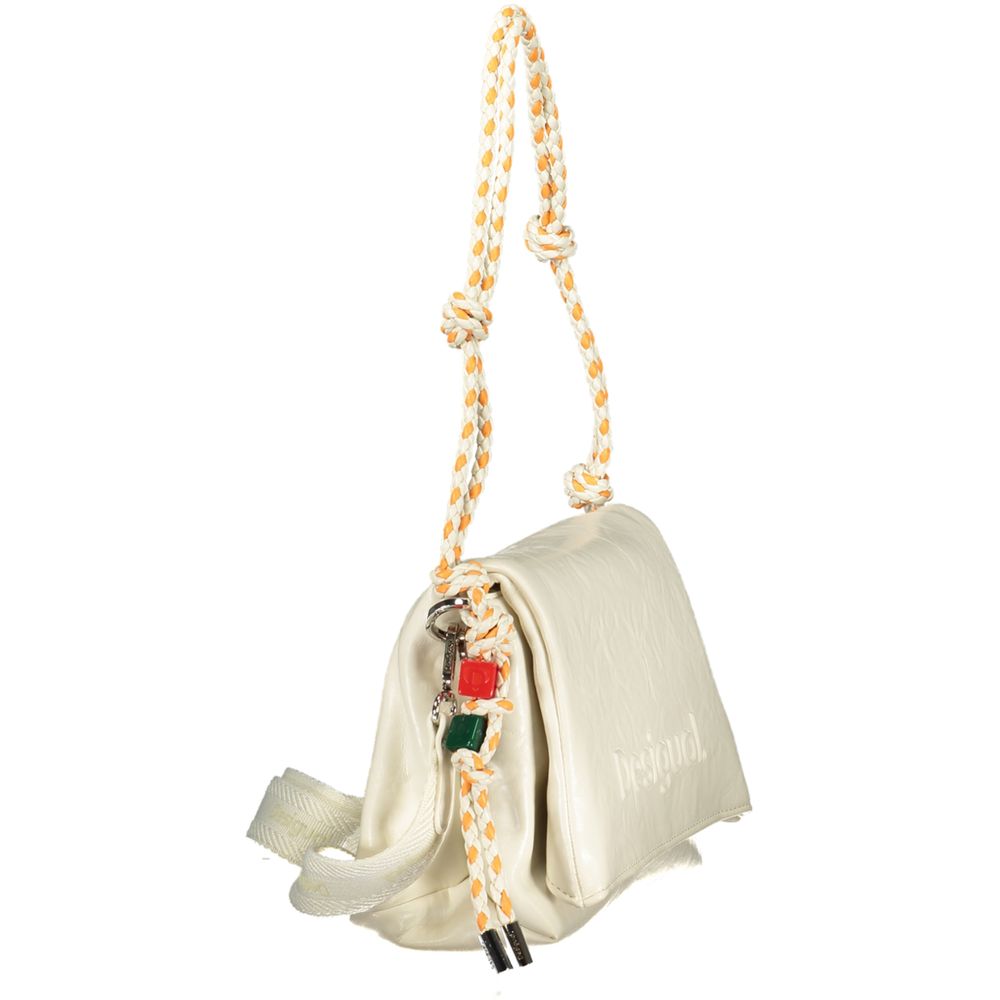 Desigual Ecru Logo Bag Polyethylene Handbag - White