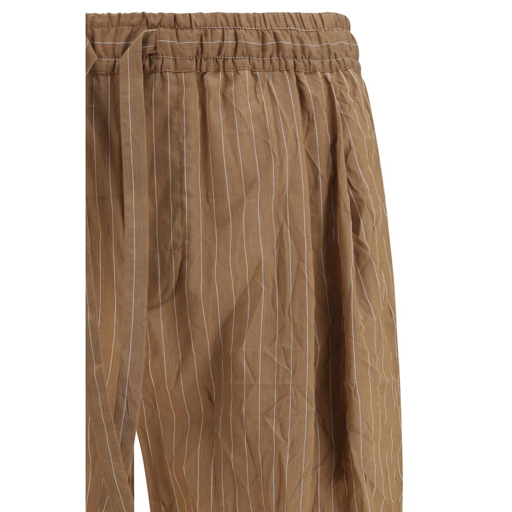 Casual Pants by Dolce & Gabbana for men in cotton linen nylon & silk brown & striped presents a refined pantology silhouette, artfully defined by a refined pantology relaxed-fit & regular-fit, long, and a sophisticated .