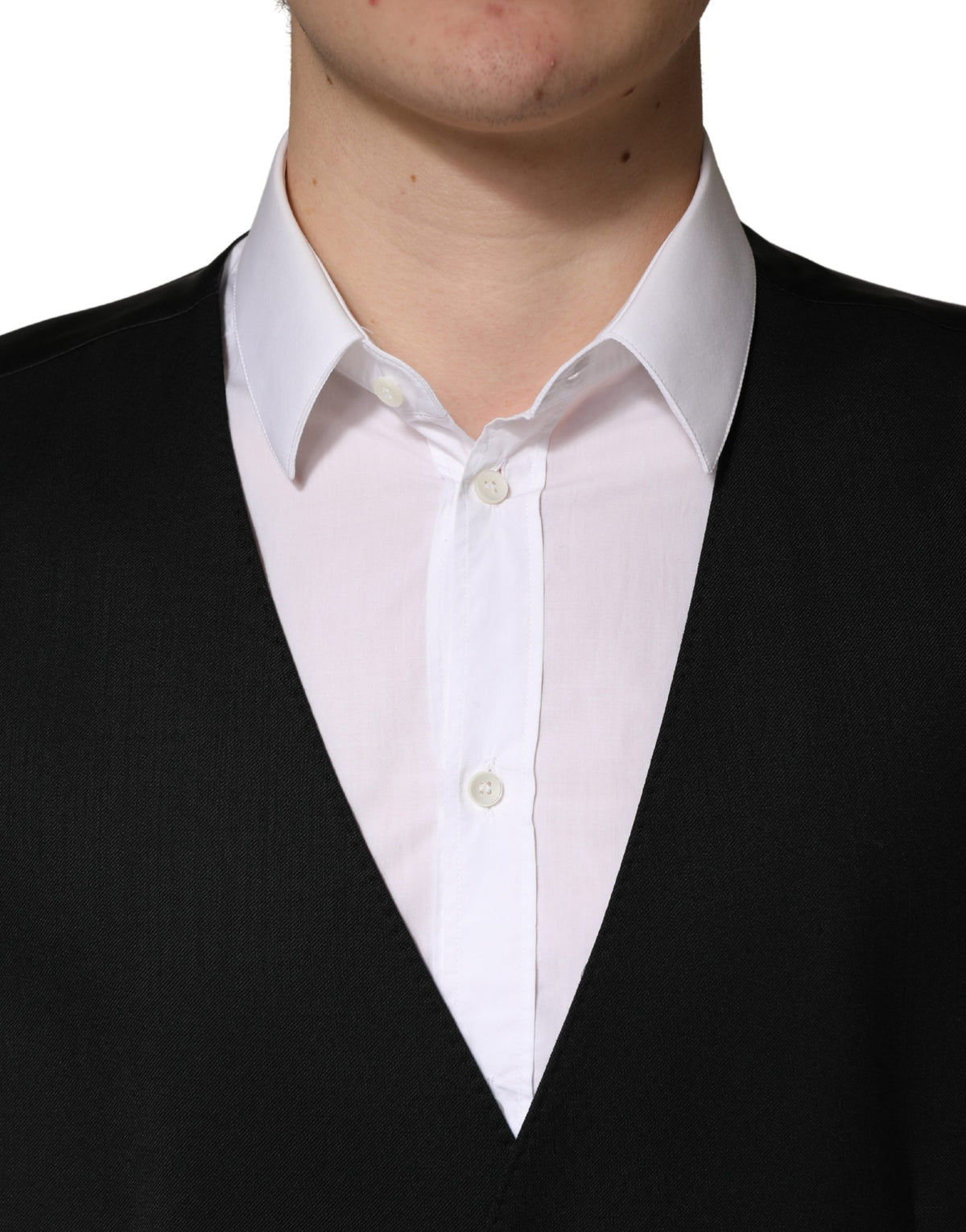Dolce & Gabbana Men's Single Breasted Flax Nylon Silk & Virgin Wool Vest - Black