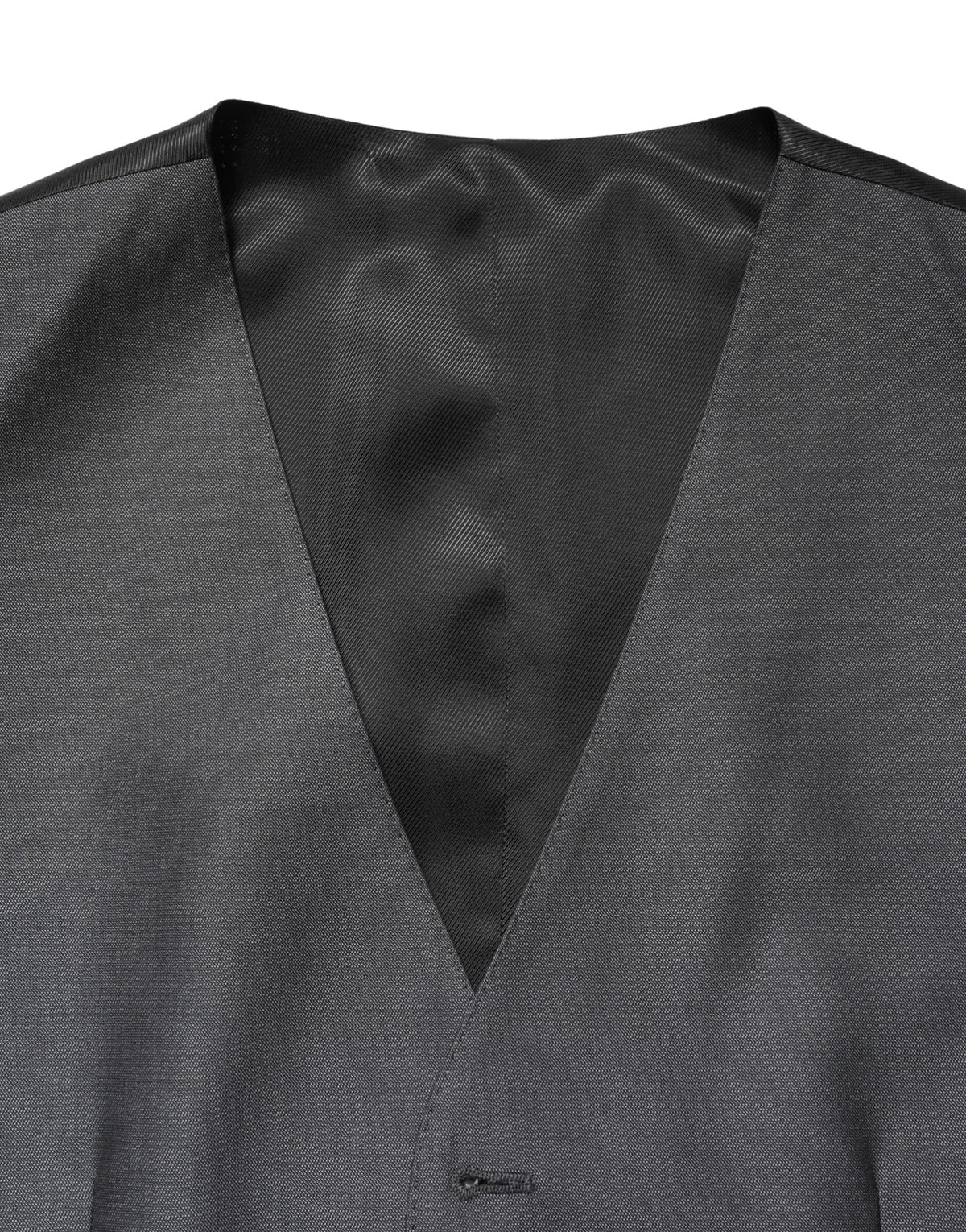 Dolce & Gabbana Men's Single Breasted Virgin Wool & Silk Vest - Black Dark Gray