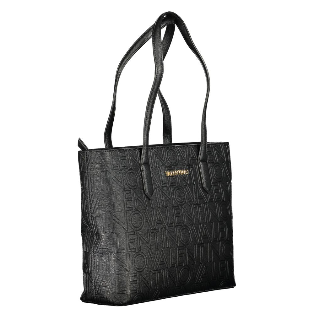 Mario Valentino Pansy Polyurethane Shopper Tote Handbag - Black