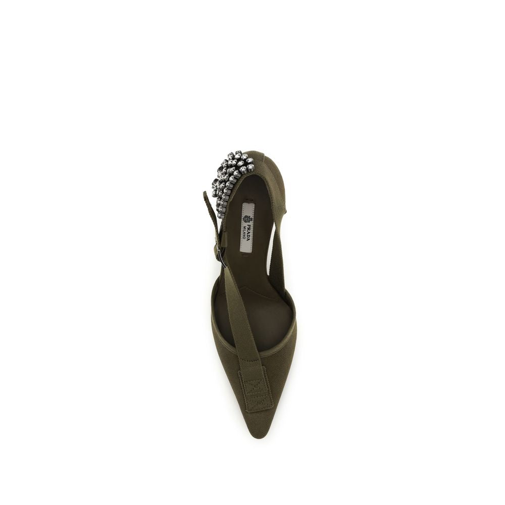 Prada Women's Cotton Canvas Leather High-Heel Geometric Pumps Heels - Bicolour