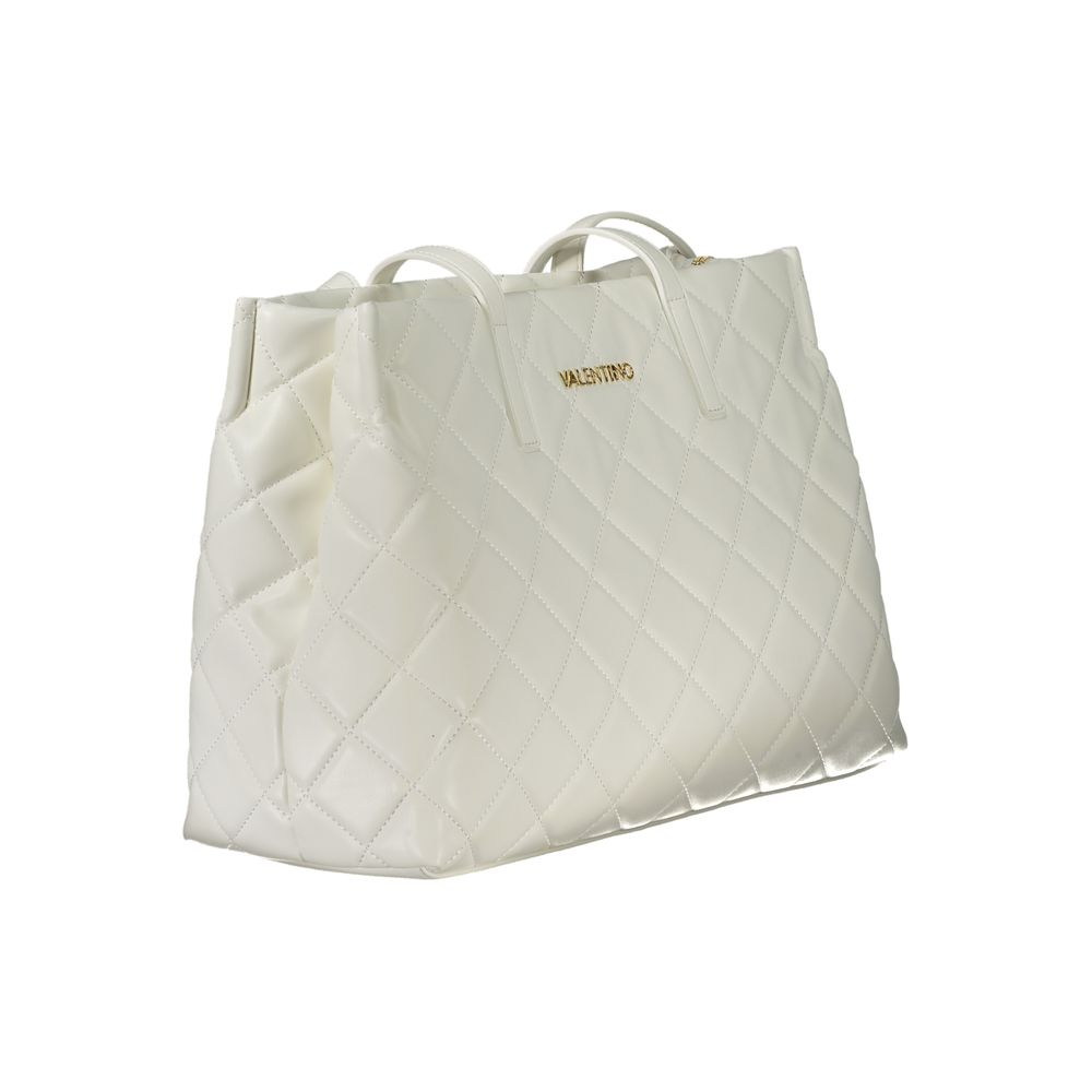 Shoulder Handbag by Mario Valentino for women in polyethylene white features a signature silhouette, showcasing a secure zipper and signature laptop-compartment with versatile shoulder-strap & handle for a sophisticated look.