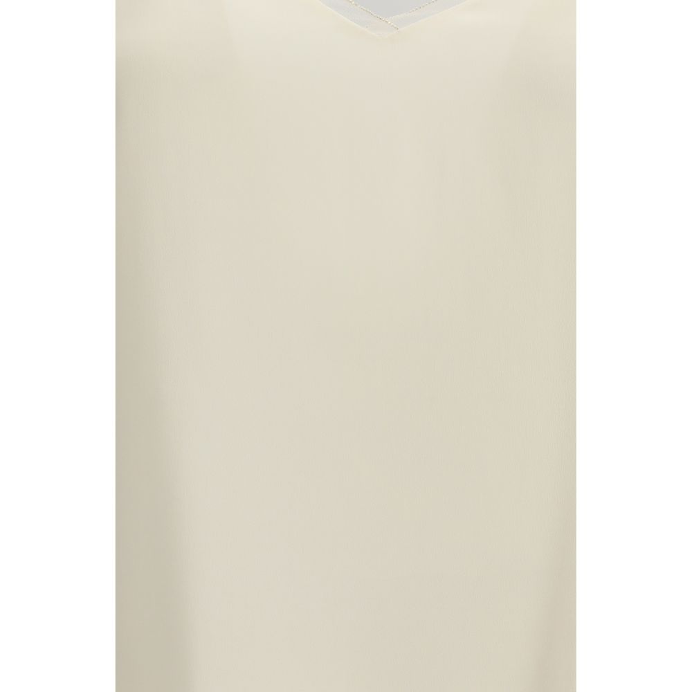 Fabiana Filippi Women's Regular Fit Sleeveless Silk Acetate Blouse - Beige Natural
