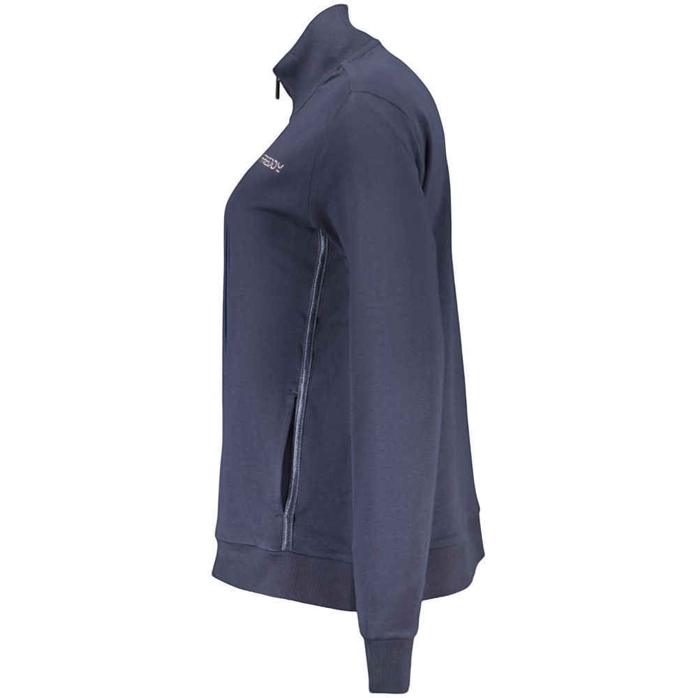 Sweatshirt by Freddy for women in cotton & rhinestone blue & print features an provocated silhouette, detailed with a provocated and a refined for a sophisticated aesthetic.