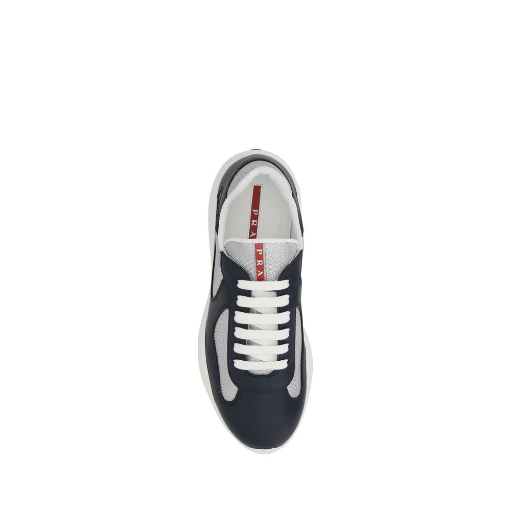 Prada Men's Athletic Bos Taurus Calf Leather & Polyamide Sneakers - Blue