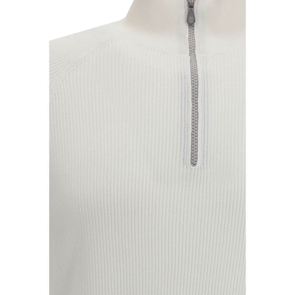 Sweatshirt by Brunello Cucinelli for men in cotton white features an enviable silhouette, showcasing a premium and refined for a truly enviable finish.