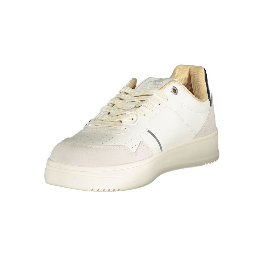 Athletic Sneakers by U.S. Grand Polo for men in canvas polyurethane & polyester black, white & print presents a sleek silhouette, perfectly capturing the athletic style essence of Explore Men's Athletic Canvas Polyurethane & Polyester Sneakers with its sleek design and premium finish.