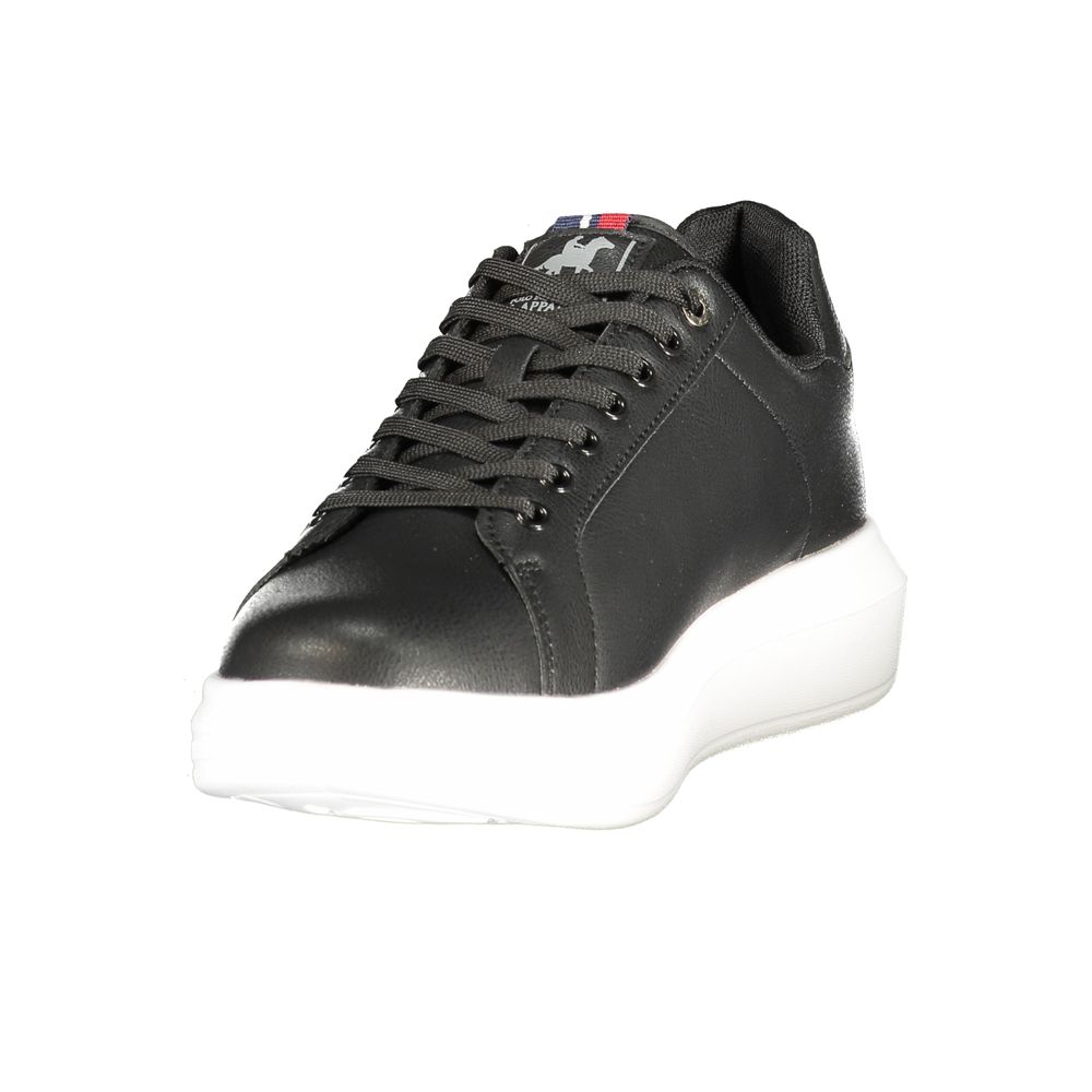 Athletic Sneakers by U.S. Grand Polo for men in polyester & polyurethane black, white & print features an architectural silhouette from the Men's Athletic Polyester & Polyurethane Sneakers collection, showcasing a architectural athletic style for a architectural look.