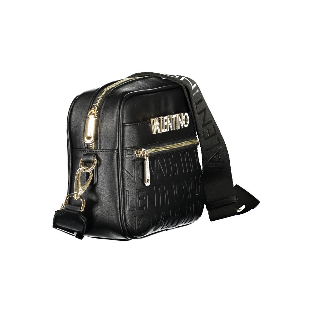Handbag by Mario Valentino for women in polyethylene black features an refined silhouette, showcasing a secure zipper, ample external-pockets & internal-pockets, and versatile shoulder-strap, handle & adjustable-strap for a sophisticated refined aesthetic.