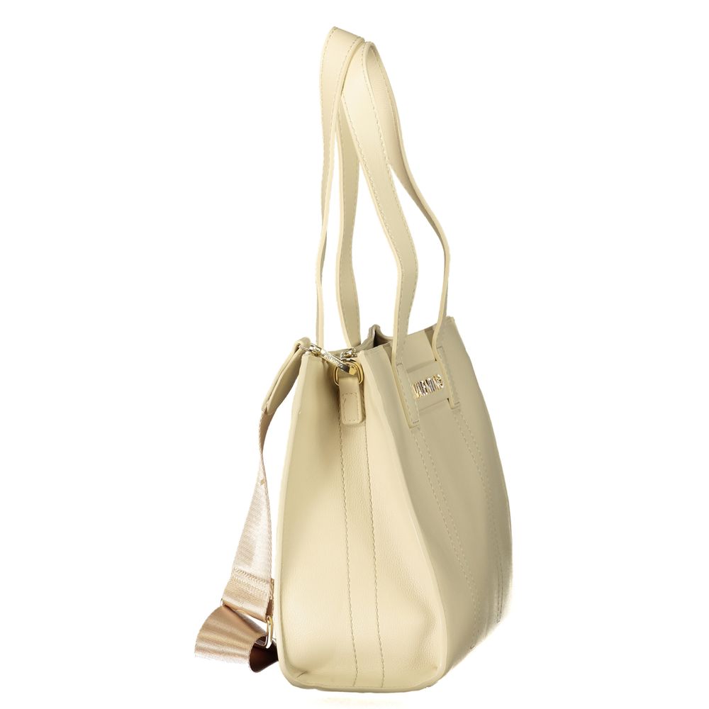 Handbag by Mario Valentino for women in polyethylene beige & signature features a refined silhouette, showcasing a secure zipper, organized internal-pockets, and versatile adjustable-strap & handle for a refined finish.