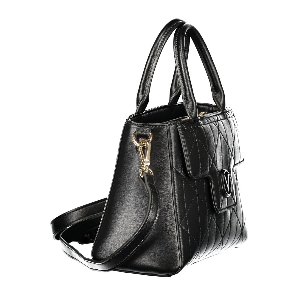 Handbag by Mario Valentino for women in polyethylene black features a refined silhouette, showcasing a secure snap & zipper, organized external-pockets & internal-pockets, and versatile shoulder-strap, handle & adjustable-strap for a refined finish.