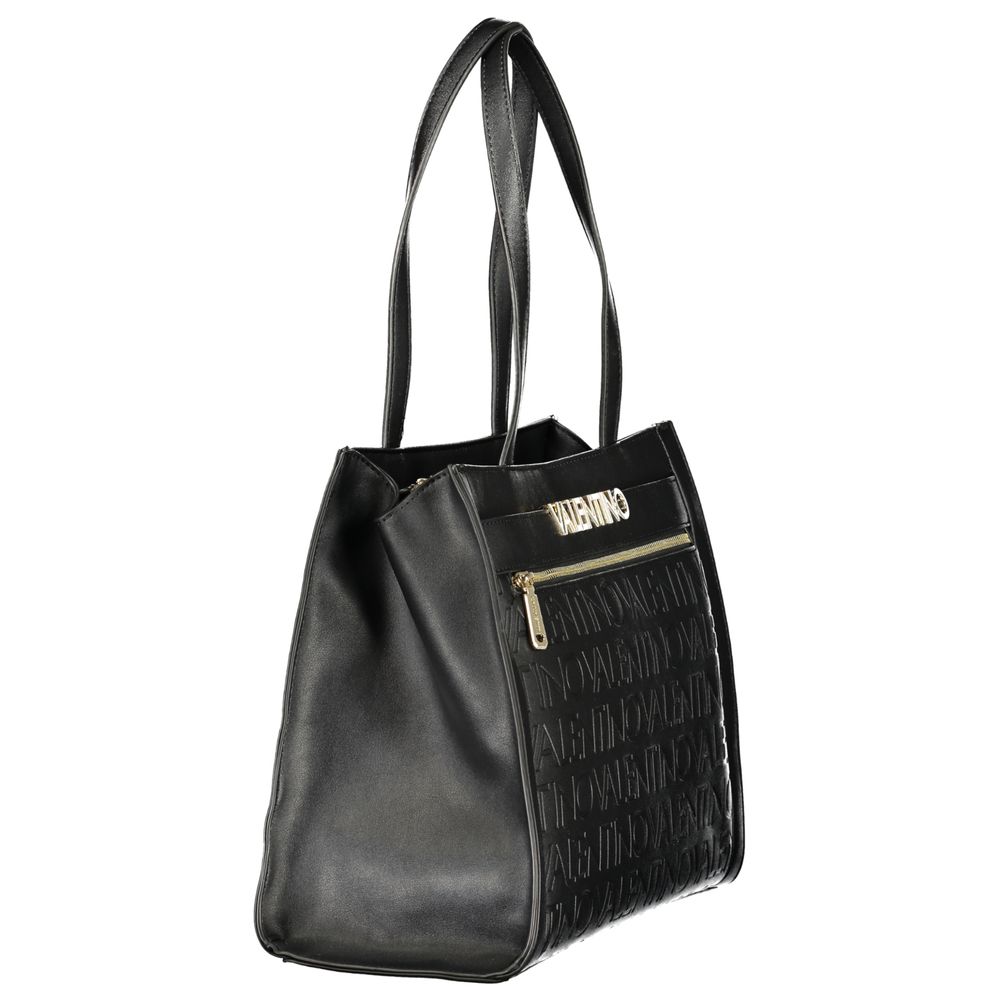 Handbag by Mario Valentino for women in polyethylene black presents a ornamental silhouette, showcasing a secure snap & zipper, ample document-holder, external-pockets & internal-pockets, and versatile handle for a ornamental finish.