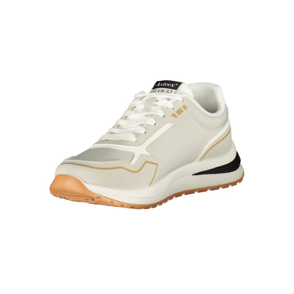 Athletic Sneakers by Avirex for men in polyester & polyurethane gray & print showcases an impeccable silhouette, defined by an impeccable athletic style design that perfectly captures the essence of the Men's Athletic Polyester & Polyurethane Sneakers.