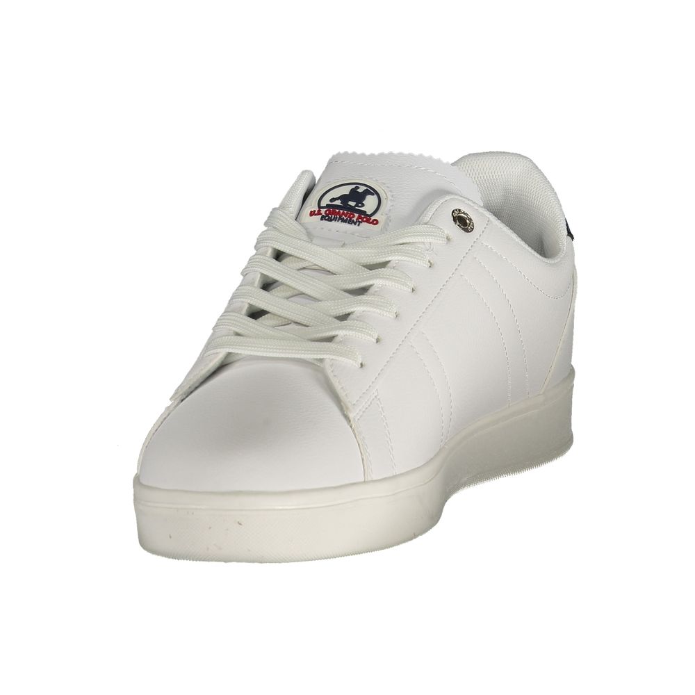 Athletic Sneakers by U.S. Grand Polo for men in polyester & polyurethane white & print presents a sleek silhouette, perfectly capturing the athletic style essence of Men's Athletic Polyester & Polyurethane Sneakers with its sleek design and premium finish.