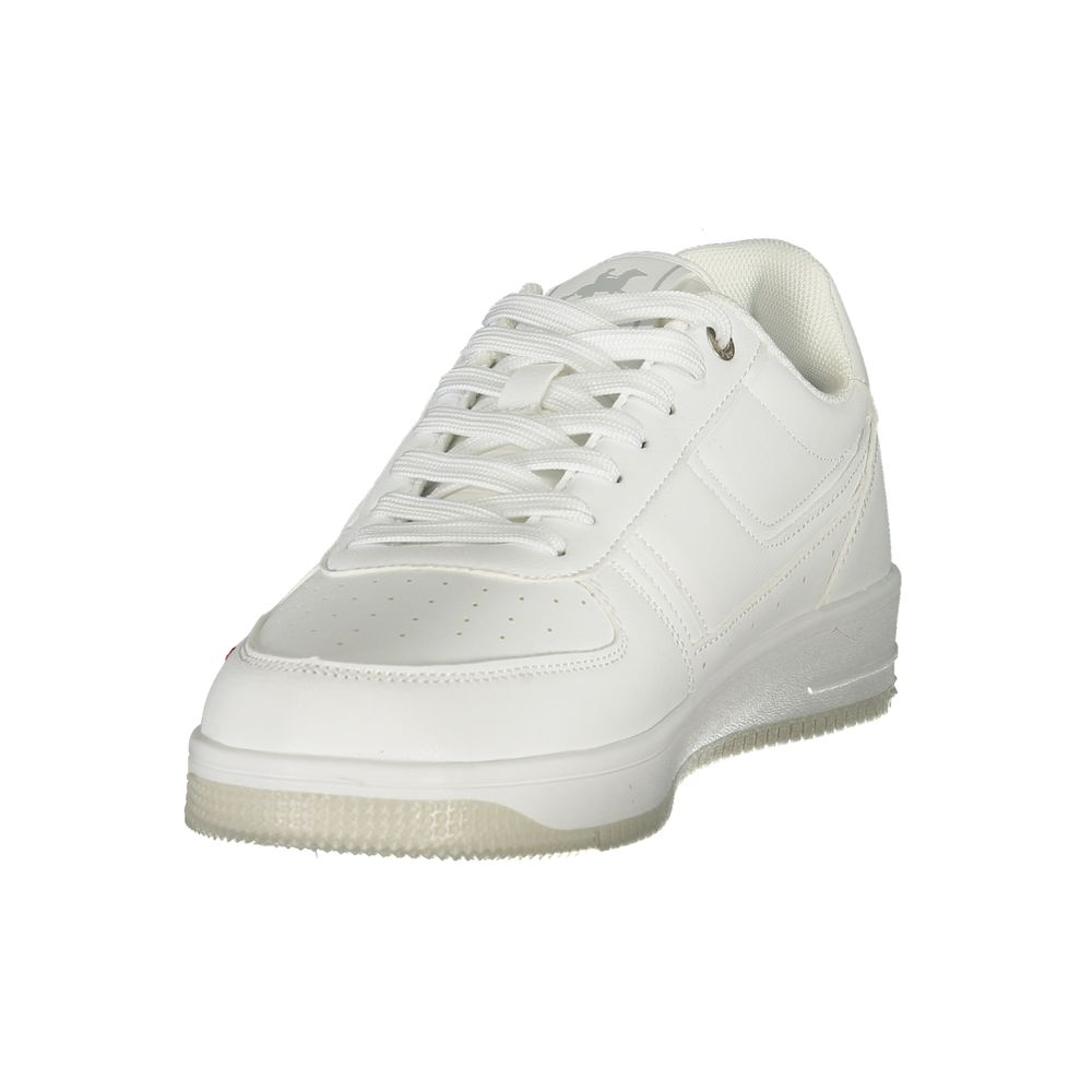 Athletic Sneakers by U.S. Grand Polo for men in polyester & polyurethane white, signature-print & print presents a sleek silhouette, perfectly capturing the athletic style essence of Men's Athletic Polyester & Polyurethane Sneakers with its sleek design and premium finish.