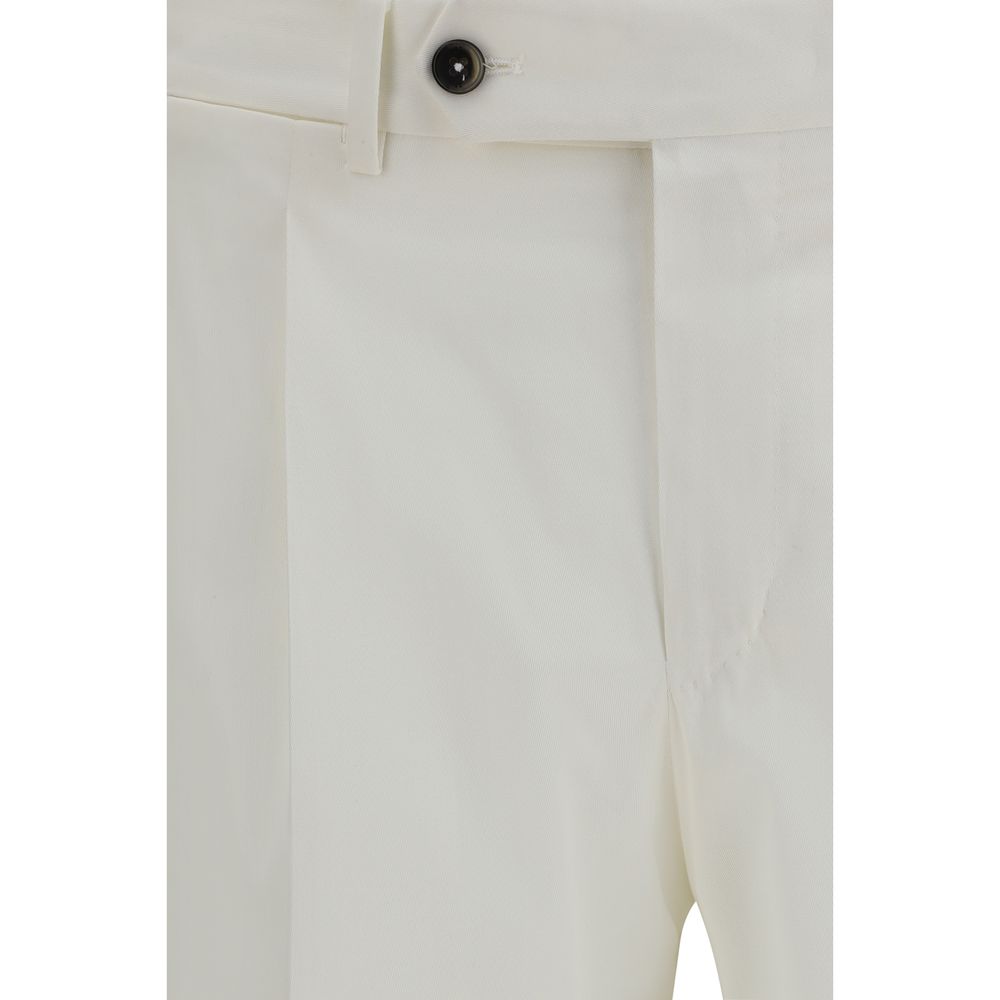 PT Torino Men's Slim Wool Cotton & Silk Chinos Pants - White