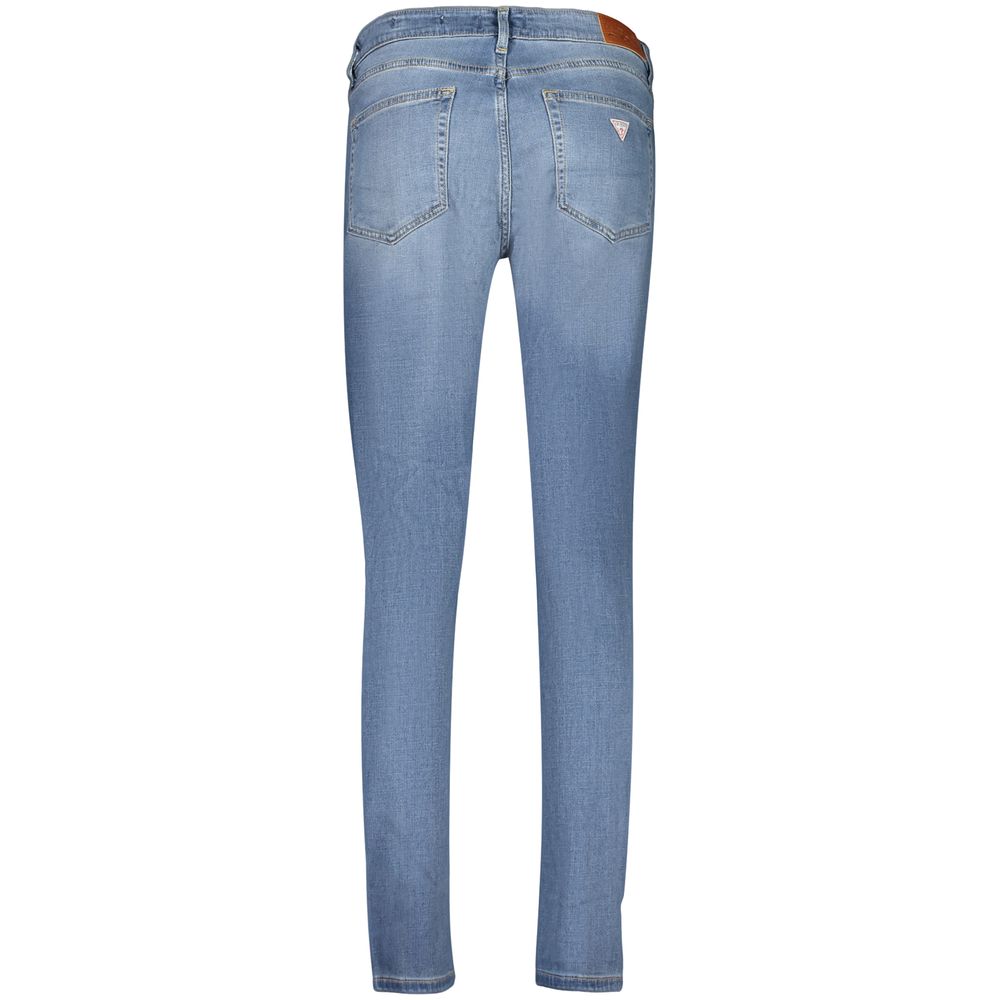 Jeans by Guess Jeans for men in denim cotton blue features a polished silhouette with a polished skinny, reaching a polished long and finished with a polished .