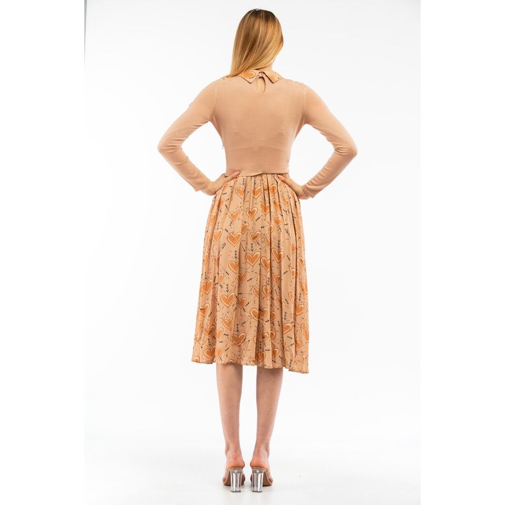 Elisabetta Franchi Beige Wool Casual Dress