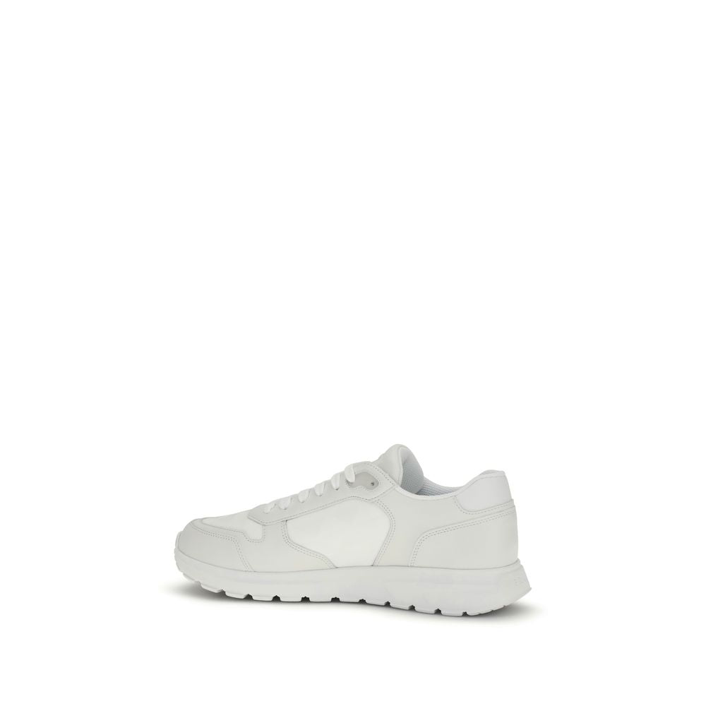 Prada Men's Athletic Nylon Leather Sneakers - White