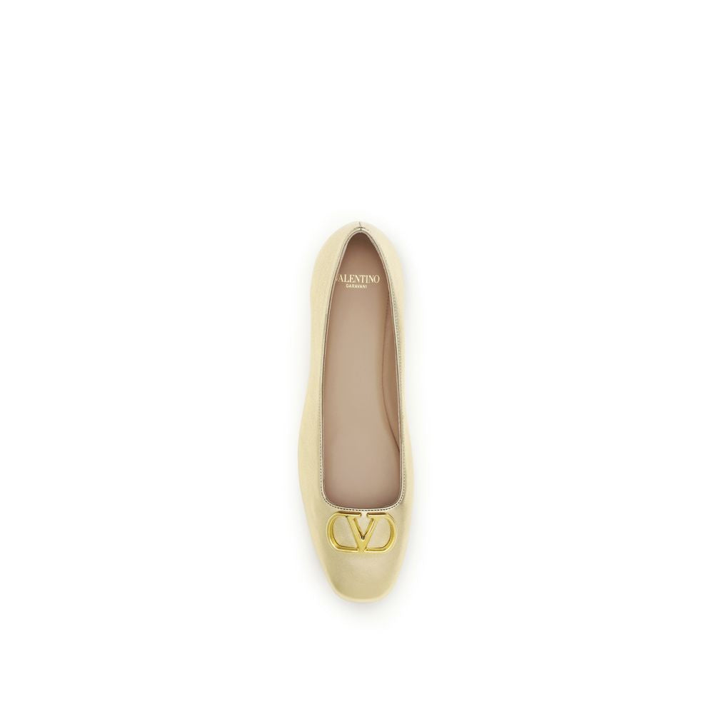 Valentino Garavani Gold Lamb Ovis Aries Aries Ballet Flats