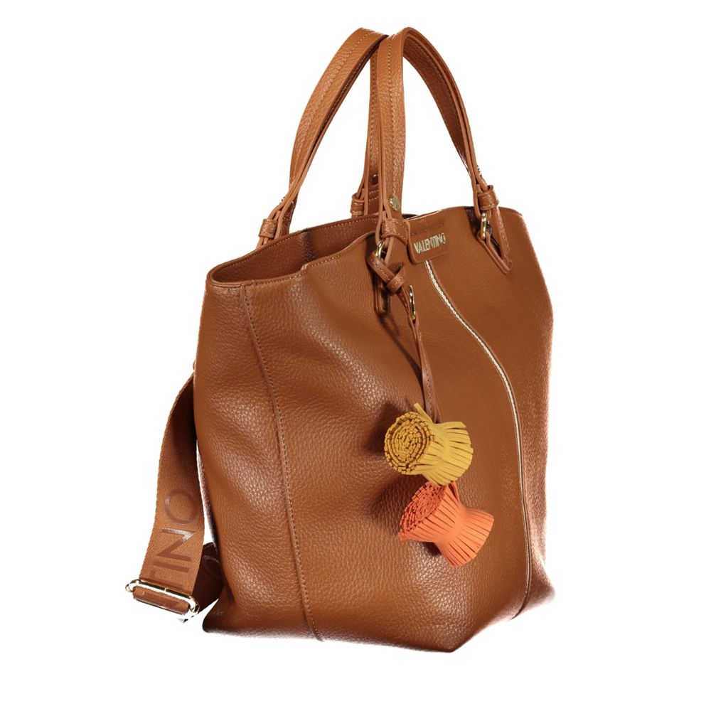 Handbag by Mario Valentino for women in polyurethane brown presents a ornamental silhouette, showcasing a secure , ample , and versatile for a ornamental finish.