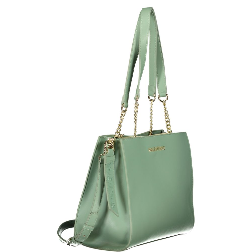 Handbag by Mario Valentino for women in polyurethane green features a signature silhouette, showcasing a secure and signature with versatile for a sophisticated look.