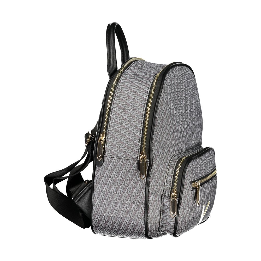 Backpack by Mario Valentino for women in polyurethane black showcases a stately Polyurethane Backpack design, featuring a secure with stately and versatile backpack-strap.