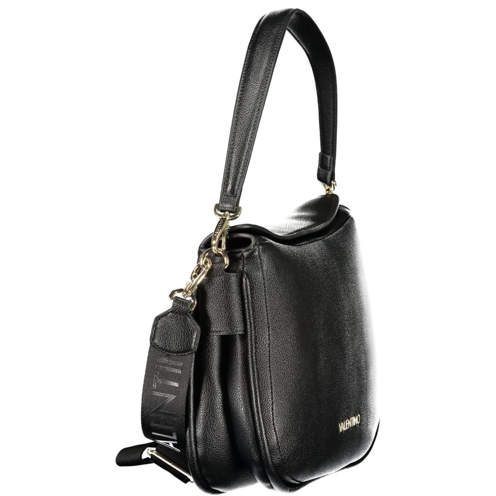 Handbag by Mario Valentino for women in polyethylene black & signature features a refined silhouette, showcasing a secure magnetic, organized built-in-compartments & internal-pockets, and versatile shoulder-strap, adjustable-strap & handle for a refined finish.