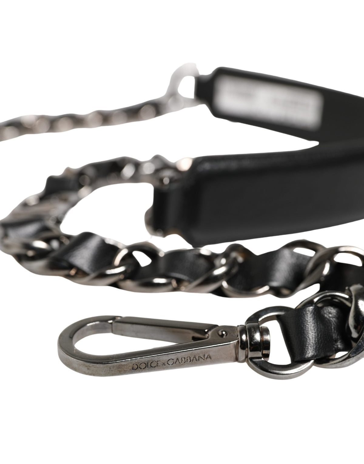 Dolce & Gabbana Brass Zamak Calf Leather Shoulder Strap - Black Silver