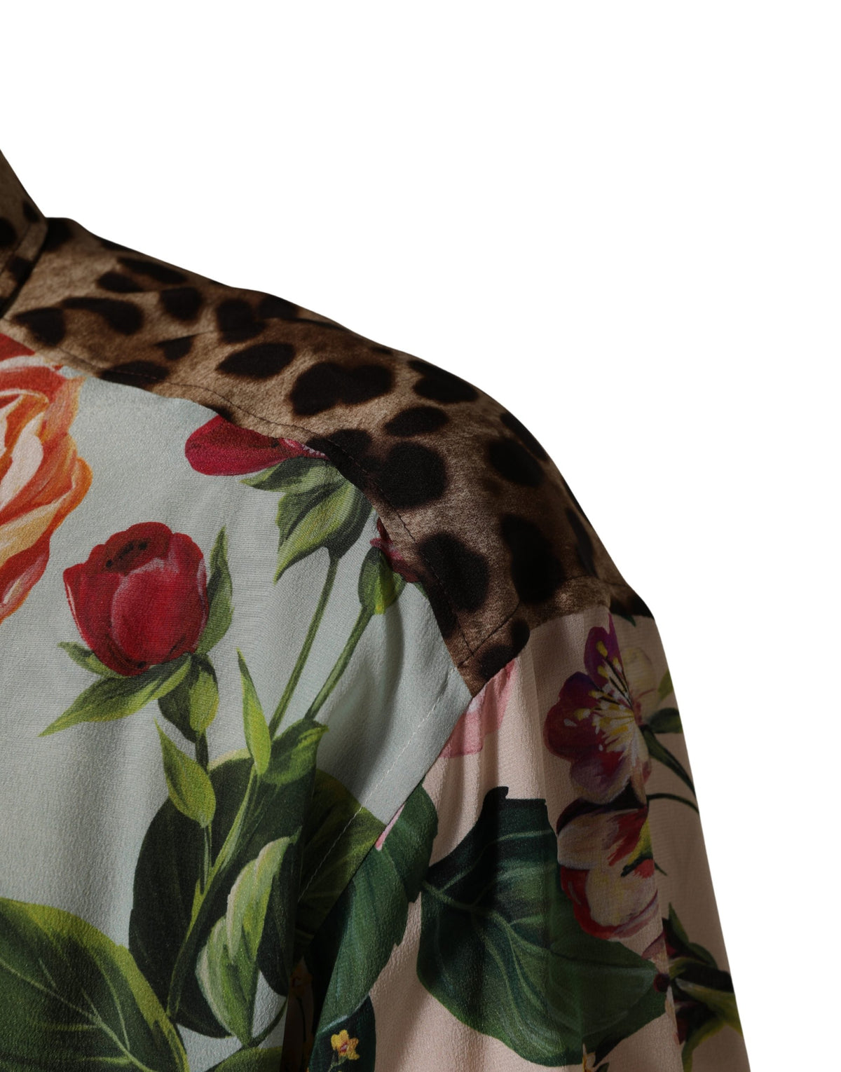 Dolce & Gabbana Men's Slim Long-Sleeve Cotton & Silk Dress Shirt - Animal Multicolor Floral Print