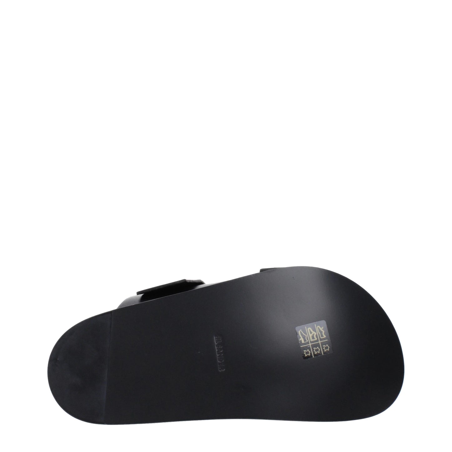 Clogs Slippers by Jil Sander for women in leather black features an effortlessly elegant silhouette, showcasing the Women's Leather Clogs Slippers design with an effortlessly elegant and a for a effortlessly elegant look.