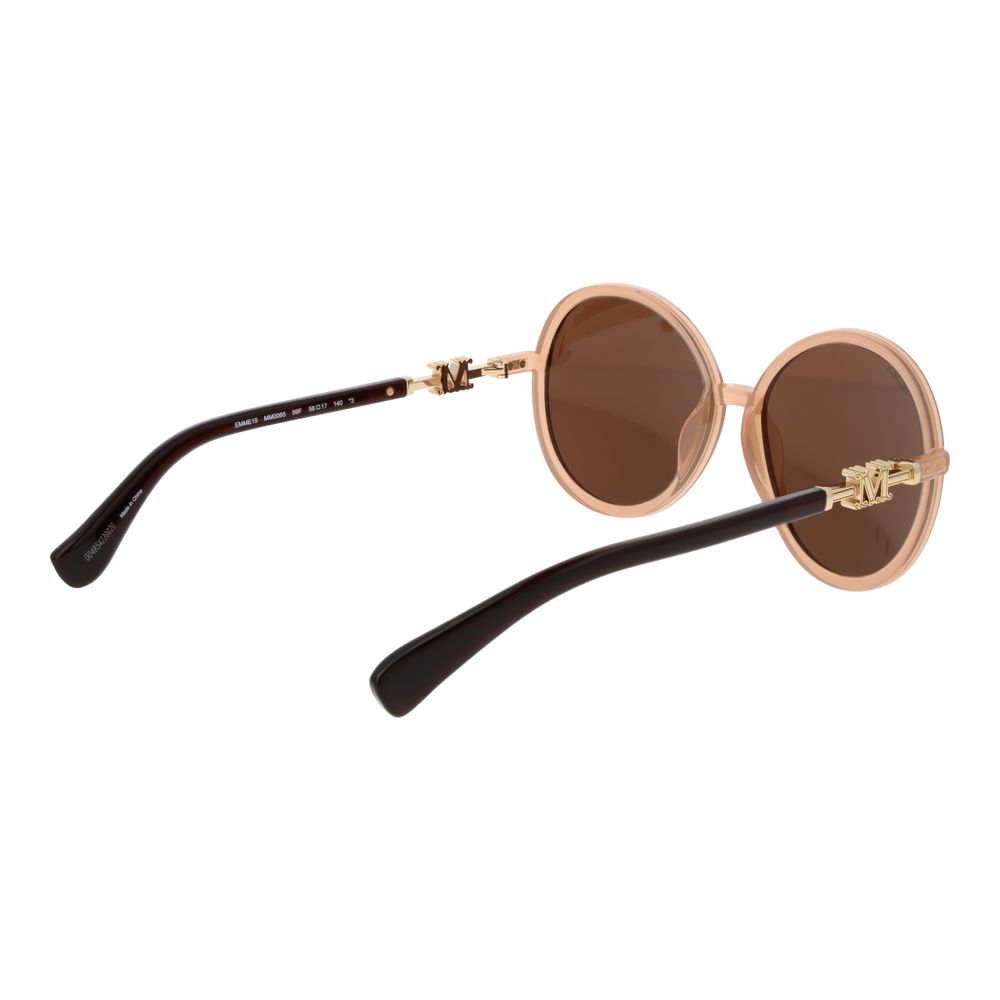 Max Mara Round Non-Polarized Dark-Tint Plastic Sunglasses - Beige