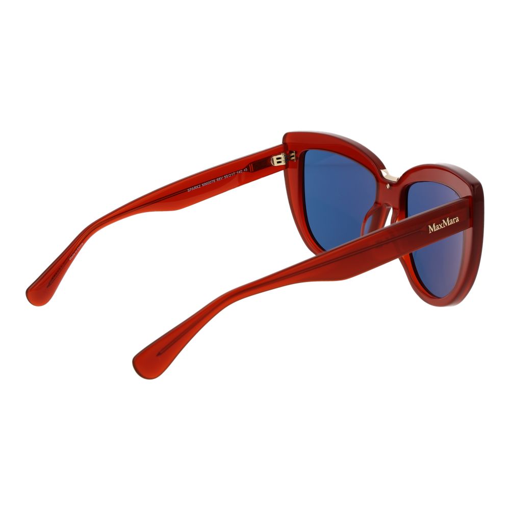 Sunglasses by Max Mara for women in multicolor showcases a ethereal silhouette, featuring red coloured frame butterfly full-rim frame design with non-polarized category-3-dark-tint lens for a ethereal finish.