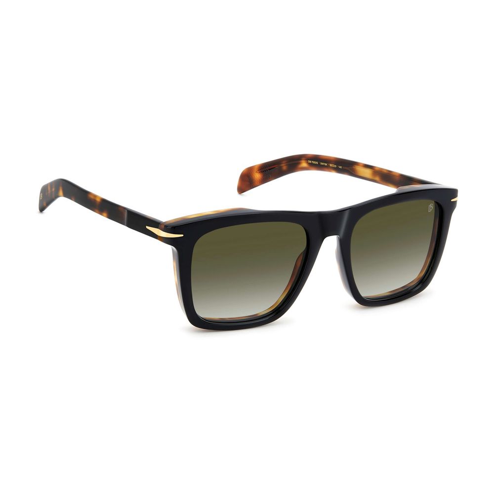 Sunglasses by David Beckham for men in plastic black features an lustrous full-rim square frame design with black coloured frame detailing and gradient category-3-dark-tint lens for a lustrous aesthetic.