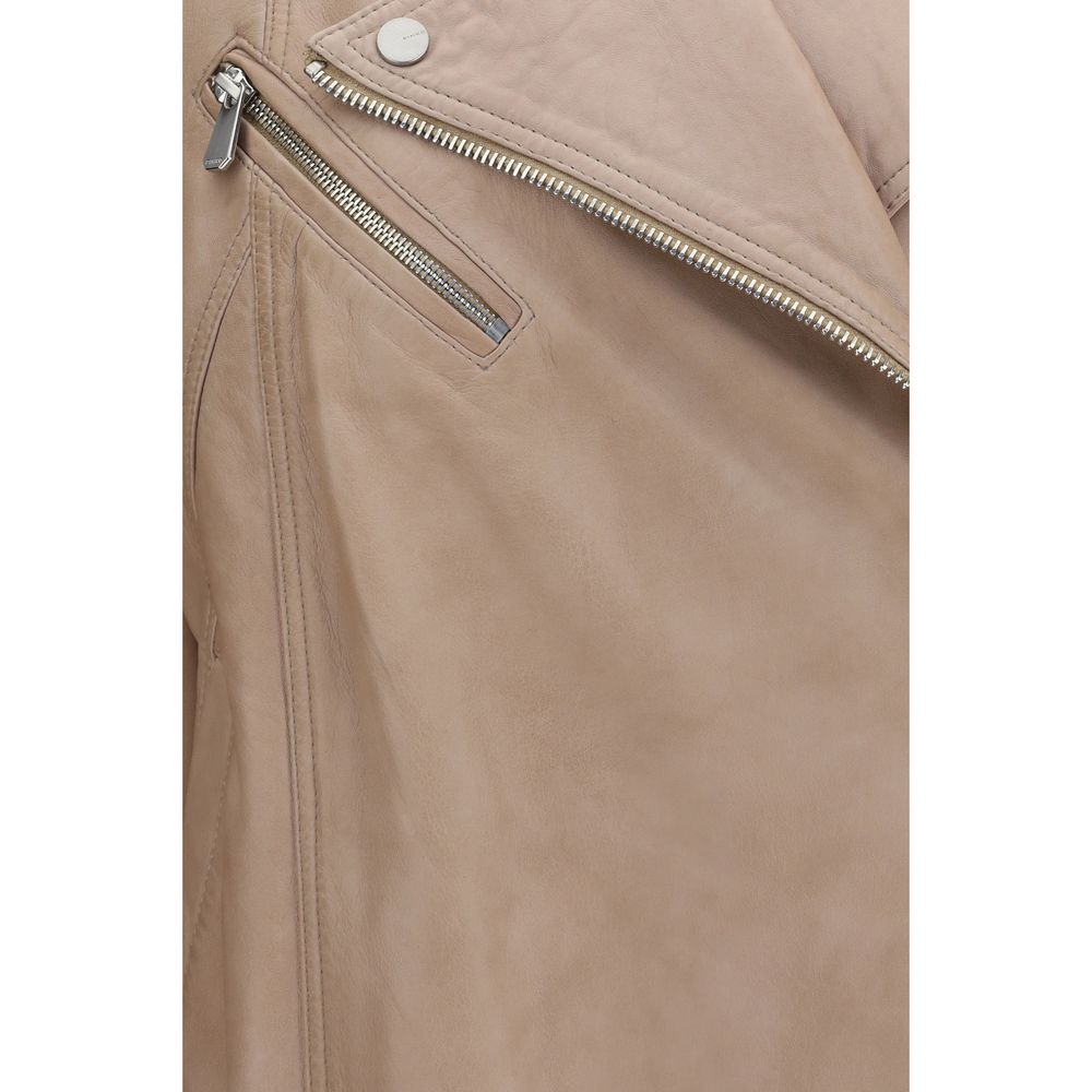 PINKO Women's Biker Sheep Leather Jacket - Beige