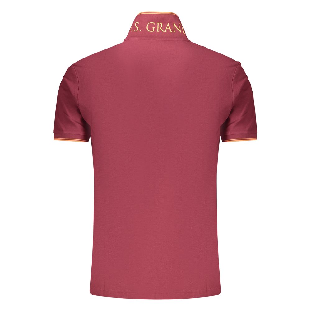 Polo Shirt by U.S. Grand Polo for men in cotton red showcases a sharp silhouette, detailed with a refined and sharp for a sophisticated finish.
