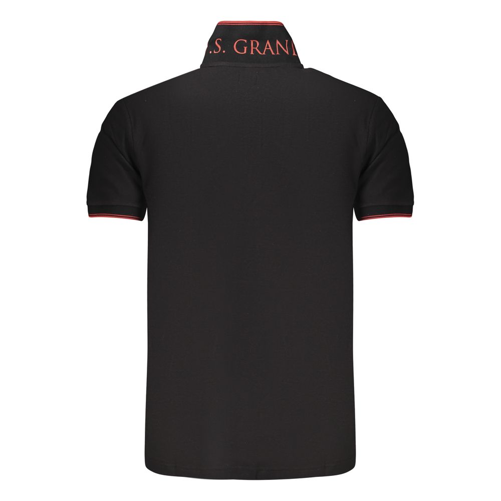 Polo Shirt by U.S. Grand Polo for men in cotton black presents a sleek silhouette, featuring a refined and for a sleek finish.