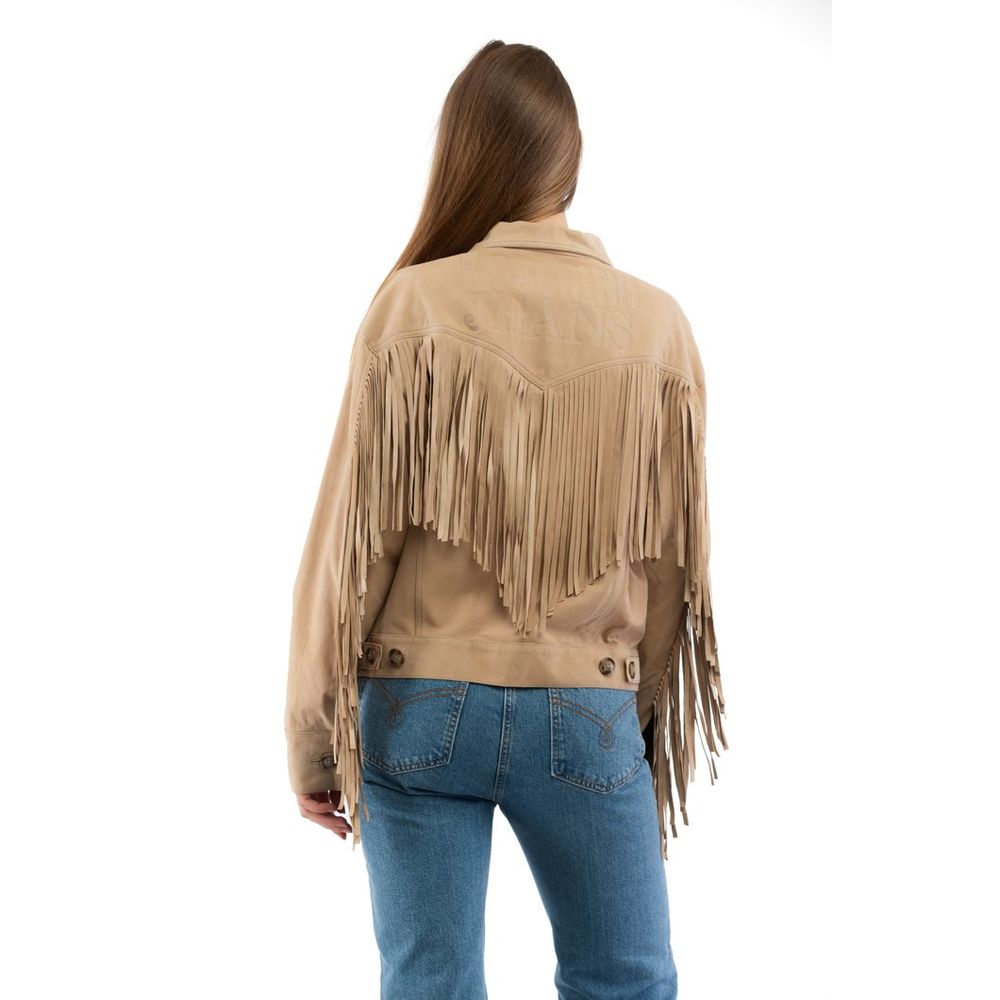 Moschino Women's Leather & Cotton Jacket - Beige