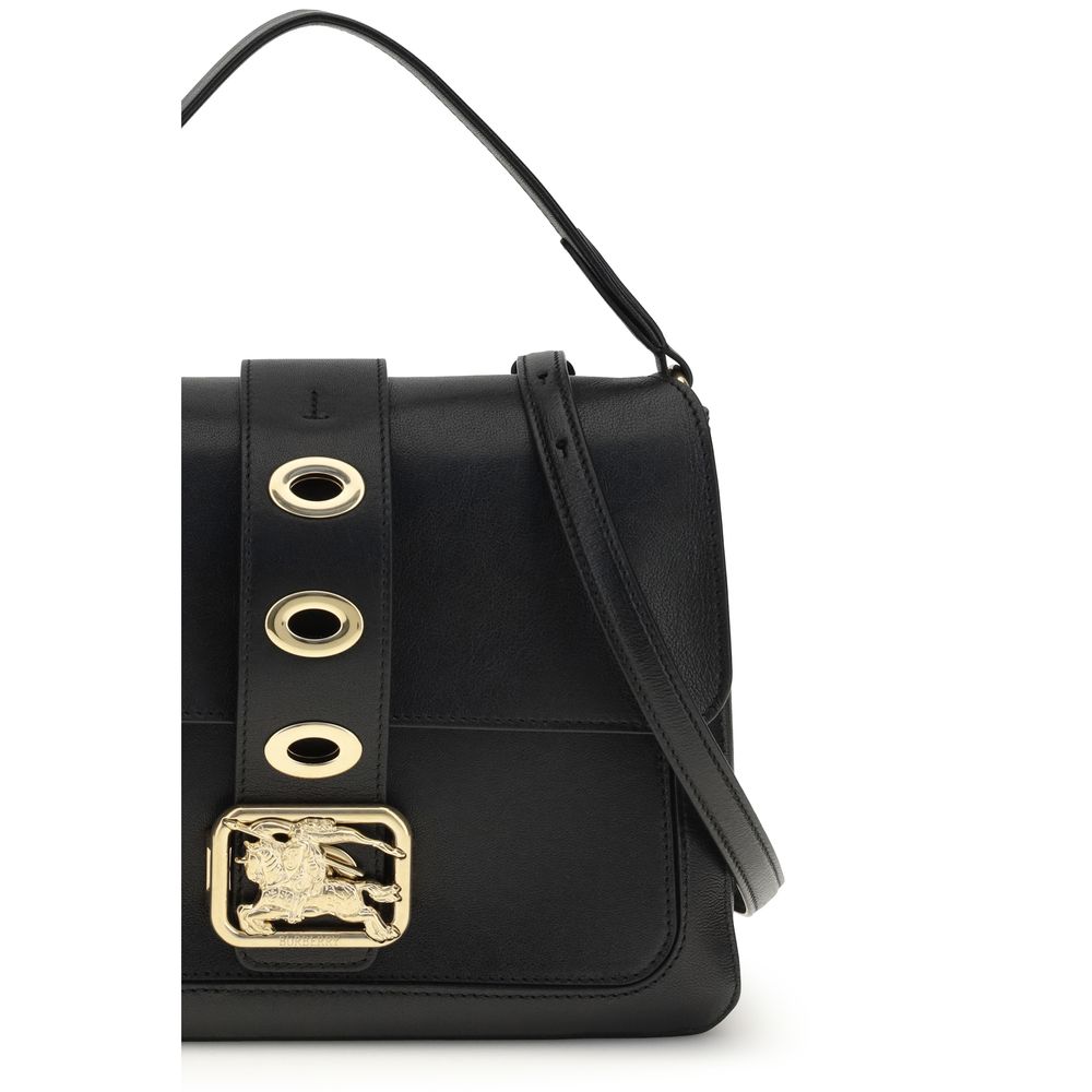 Burberry Rider Polyurethane Suede Leather Small Crossbody Shoulder Bag - Black