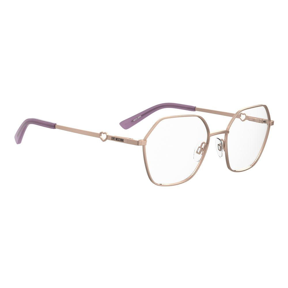 Love Moschino Women's Full-Rim Trapezium Metal Eyeglasses Frames - Rose Gold